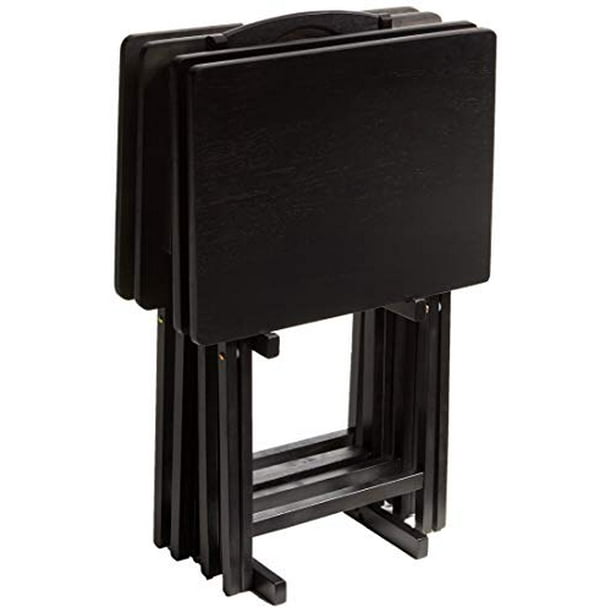 PJ Wood 5Piece Folding TV Tray & Snack Table Black