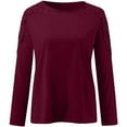 thumbnail image 5 of Red Women's Long Sleeve T-shirt, Women'S Round Neck Solid Color Hollow Stitching Long Sleeved T Shirt,Women's Long sleeve T-shirt 5XL, 5 of 5