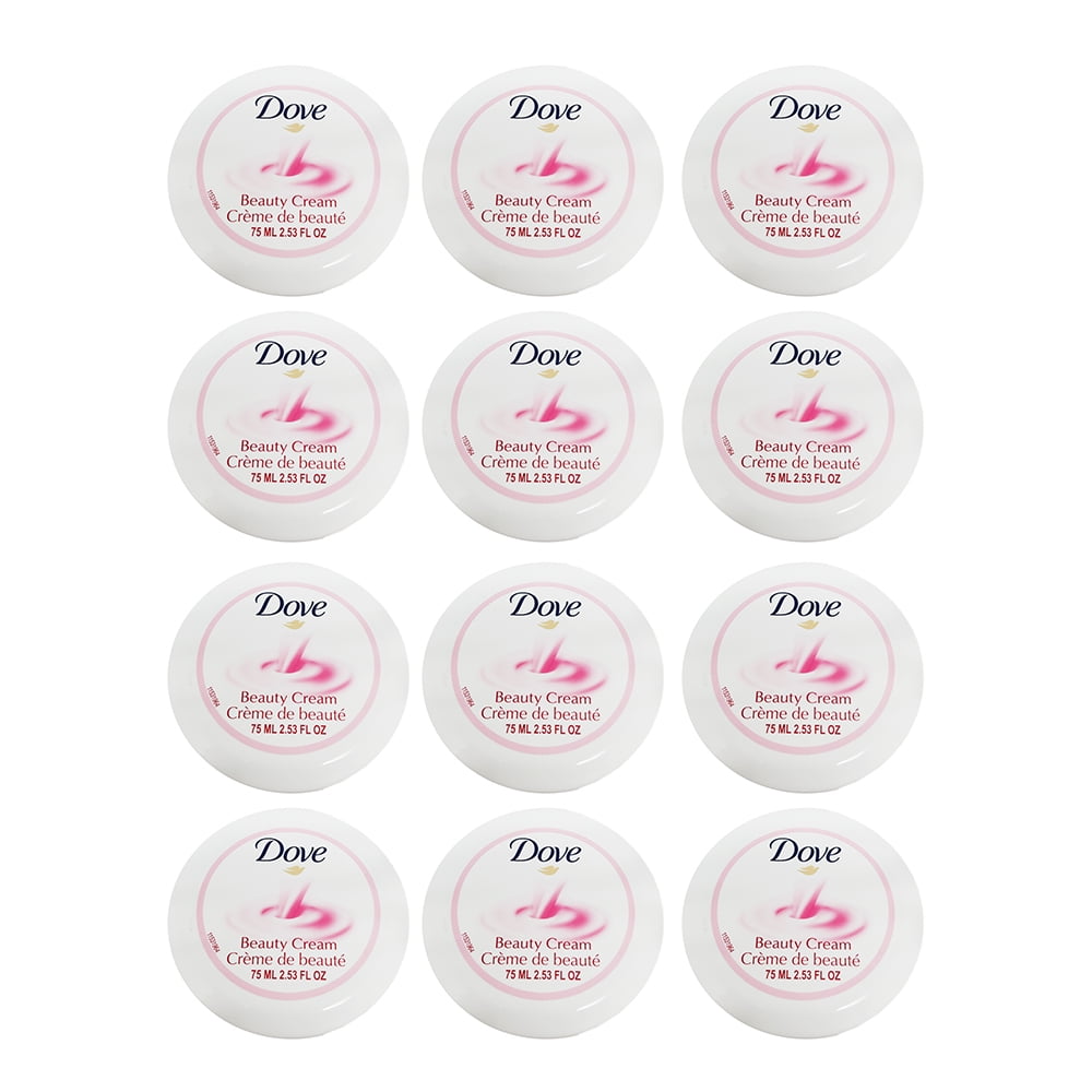 Dove Beauty Cream. Nourishment and Moisturizing for All Skin Types. Lightweight Formula. Non-Oily. Pink. 2.53 fl.oz. Pack of 12