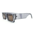 thumbnail image 6 of Narrow Rectangle Flat Top Horn Rim Thick Temple Plastic Sunglasses Slate - Brown, 6 of 8