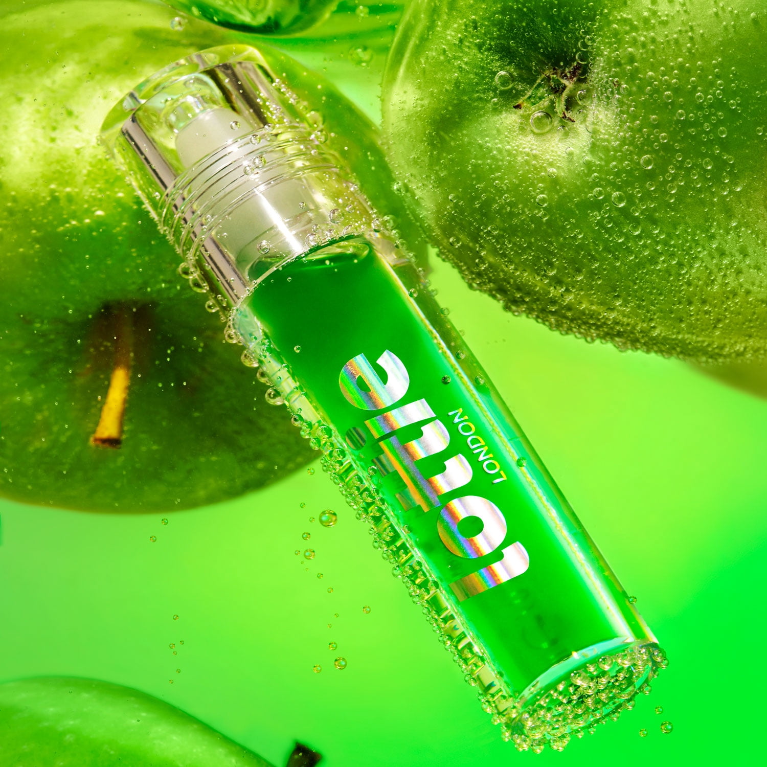 Lottie London Roller Glaze Apple, Rollerball pH Color Changing Lip Oil in Green, 0.23 fl oz