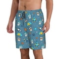 thumbnail image 2 of KLL Teeth Cosmonaut Men's Casual Summer Beach Shorts Hawaiian Shorts with Pockets-Large, 2 of 5