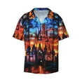 thumbnail image 2 of Lsque Magical Stained Glass Castle print Men's Cuban Collar Short Sleeve Shirt Summer Beachwear Casual Button Down Fashionable Vacation Leisure Shirt-XX-Large, 2 of 7