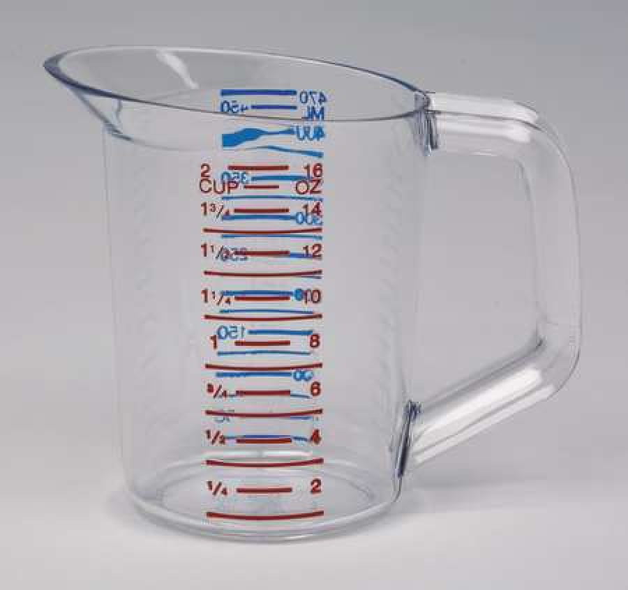 Rubbermaid Commercial Bouncer Measuring Cup 2qt Clear 3217CLE 