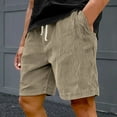 thumbnail image 2 of WTOBBY Men's Corduroy Trendy Casual Bermuda Shorts with Elastic Waist, Multi-Pocket Loose Fit for Street Style Outdoor,Khaki M, 2 of 4