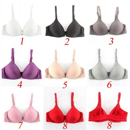

Sexy Women Smooth Front Closure Thin Padded Racerback Seamless Push Up Bra Top Only Cup B Black 70B