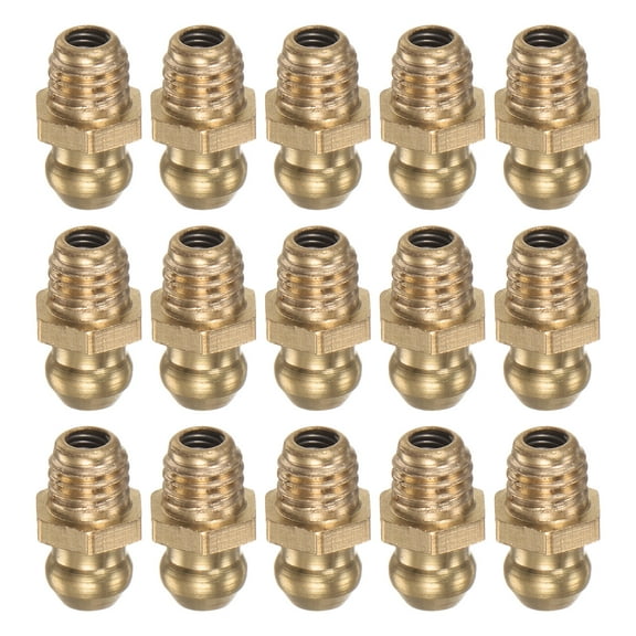 Uxcell 15pcs Brass Straight Grease Fitting M6x1mm Metric Thread Hydraulic Grease Nipple Accessories