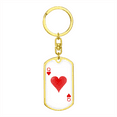 thumbnail image 4 of Queen of Hearts Gambler Plain Stainless Steel or 18k Gold Premium Swivel Dog Tag Keychain, 4 of 16