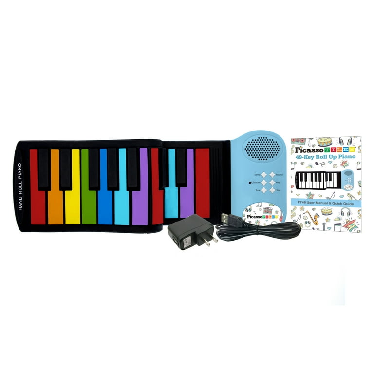 PICASSO TILES 49-Key Roll-Up Electronic Digital Piano, Rainbow