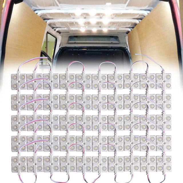 Ampper 12V 200 LEDs Interior Van Light Kits, LED Ceiling Lights for Van RV Boats Caravans Trailers VW LWB and More (50 Modules, White)