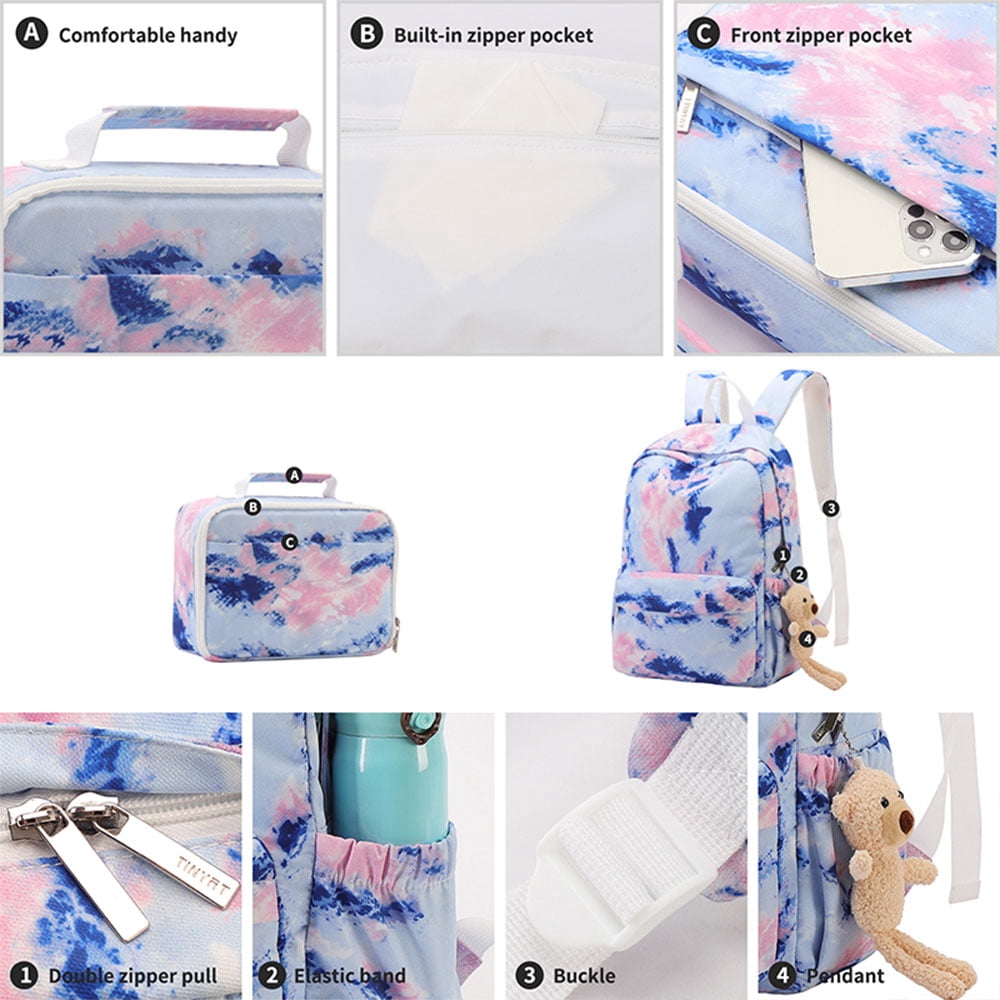 Tinyat Women Backpack for College Student Men Casual Laptop Waterproof Daypack with Lunch Bag Blue
