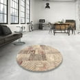 thumbnail image 3 of Ahgly Company Indoor Round Contemporary Orange Salmon Pink Patchwork Area Rugs, 8' Round, 3 of 6