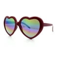 thumbnail image 6 of Womens Lolita Rainbow Mirror Lens Thick Plastic Heart Shape Sunglasses Red, 6 of 8
