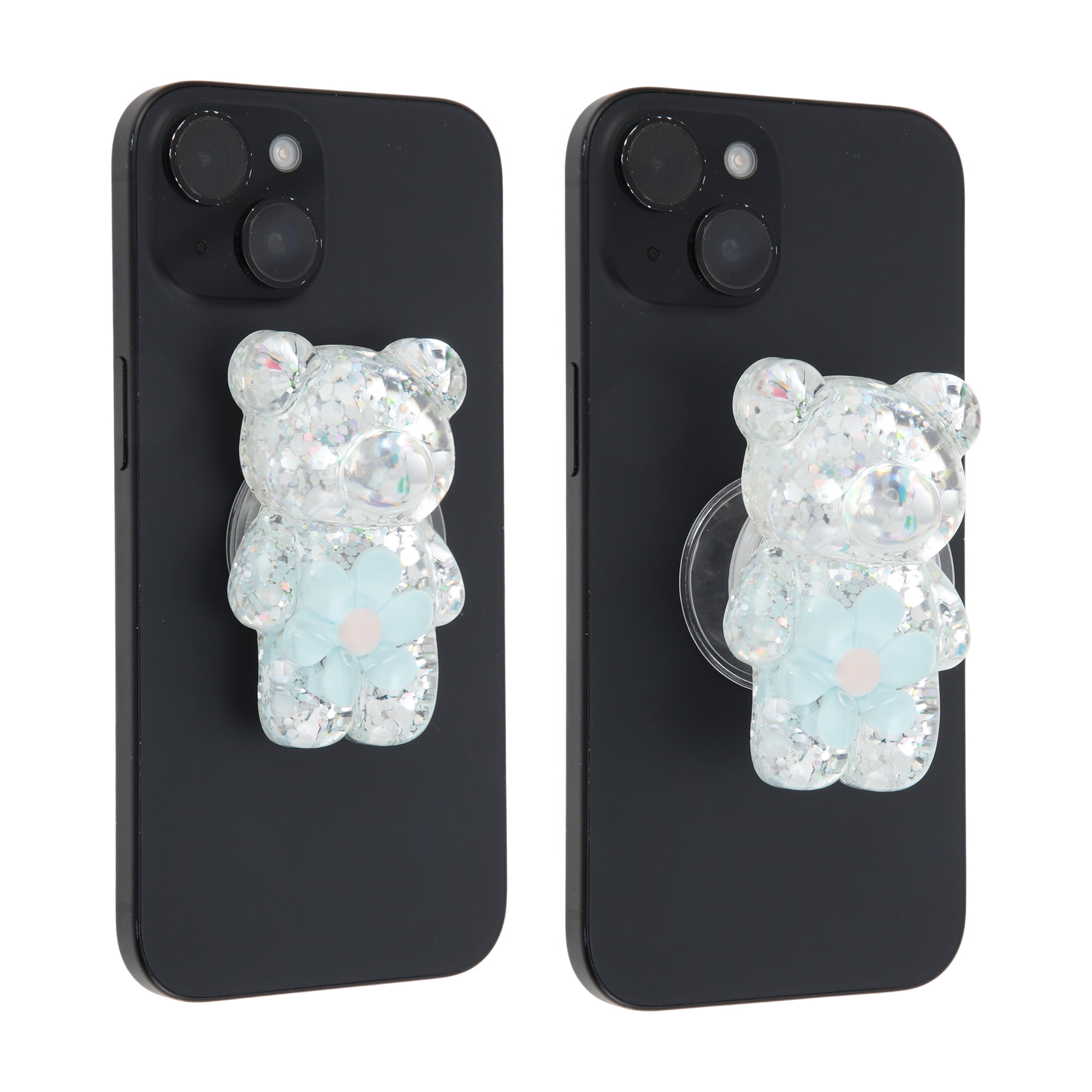 Unique Bargains Bear High-Shine Hexapetalous Flower Phone Grip Blue