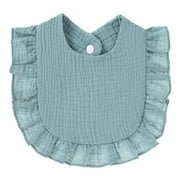 Baby Boy Girls Burp Cloths Lace Bibs Soft Cotton Adjustable Bib Newborn Stuff Toddler Burp Cloths Kids Feeding Saliva Towel Denim blue