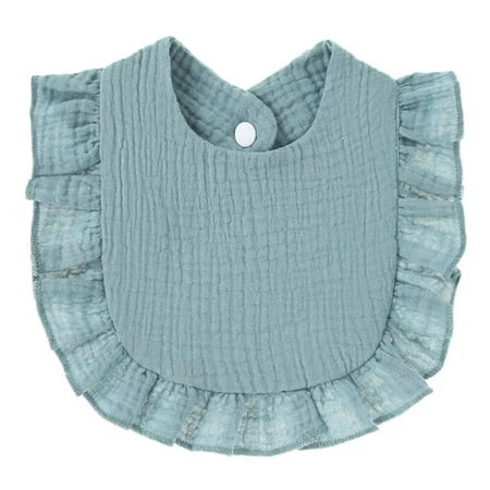 Baby Boy Girls Burp Cloths Lace Bibs Soft Cotton Adjustable Bib Newborn Stuff Toddler Burp Cloths Kids Feeding Saliva Towel Denim blue