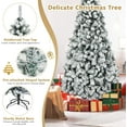 thumbnail image 4 of COSTWAY 7.5 FT Pre-Lit Christmas Tree, Snow Flocked Hinged Xmas Tree with 1010 Branches Tips & 450 LED Lights, Metal Stand, Artificial Pine Lighted Holiday Tree for Home Office Decorations, 4 of 8