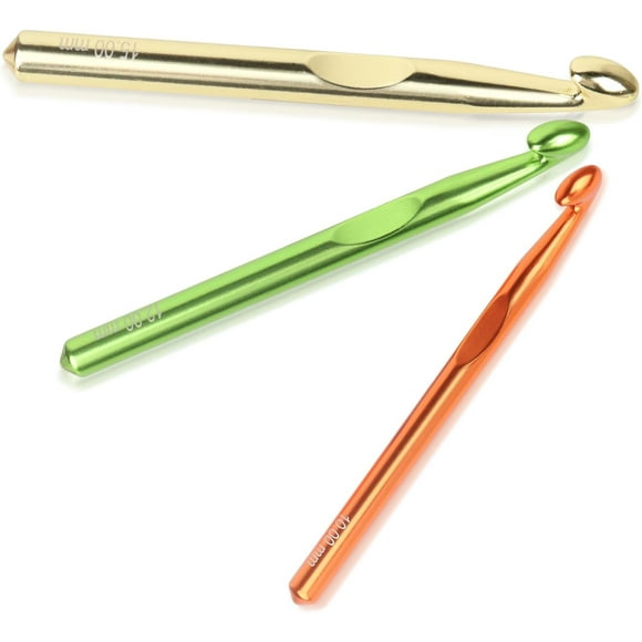 XINQIHANG 3 pcs Ergonomic Crochet Hooks Large Sizes (10.0mm / 12.0mm / 15.0mm) Crochet Needles Set Aluminum Alloy Crochets Kit Carpet Crochet DIY Hand Yarn Weaving Tool Knitting Shawl Blanket Scarf