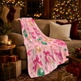 thumbnail image 3 of Playful Pink Christmas Print with Disco Ball Ornaments and Canes, Warm Flannel Blanket for Living Room and Family Room, Art Lovers Christmas Gift, Festive Home Decor, 3 of 9