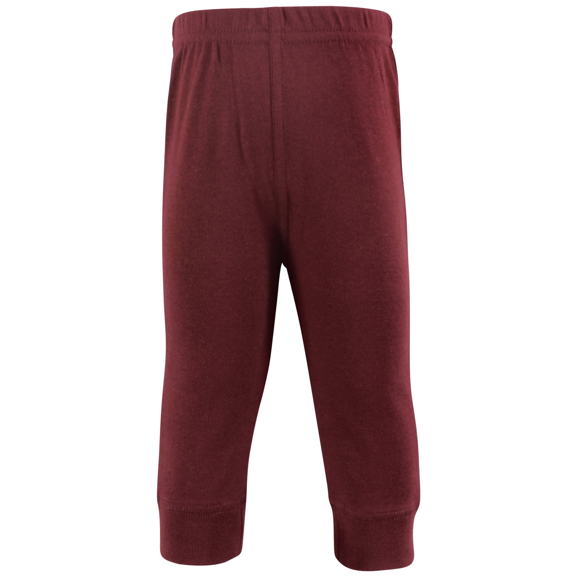 Hudson Baby Boys Cotton Pants and Leggings, Stripe Burgundy Olive, 3T
