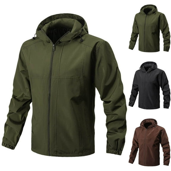 UVEASISHA Rain Coats for Men Waterproof Lightweight Hooded Jacket Outdoor Fashion Hiking Windbreaker Raincoat Running Softshell Jackets with Pockets Black XXL