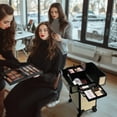 thumbnail image 5 of Byootique Rolling Makeup Train Case Aluminum Cosmetic Case Portable Makeup Organizer Suitcase with Removable Wheels Cosmetic Trolley Organizer Salon Makeup Artist Nail Tech,Grace ForgetMeNot, 5 of 9