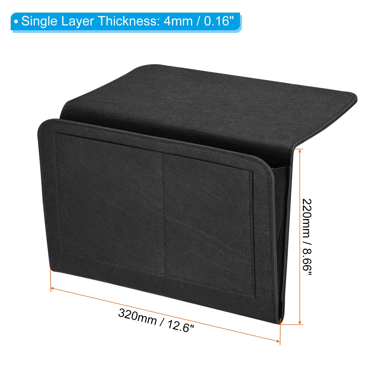 Unique Bargains Felt Bedside Hanging Organizer for Remotes and Phones Black 13"