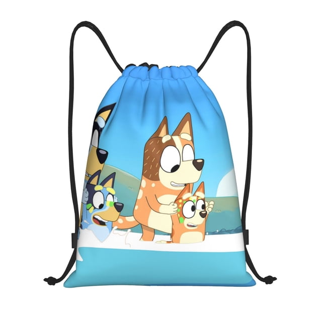 Zufioo Bluey Sac de Sport Imprimé Sac de Gym à Ficelles Lavable en Machine Sac à Dos Robuste pour Hommes Femmes-Petit