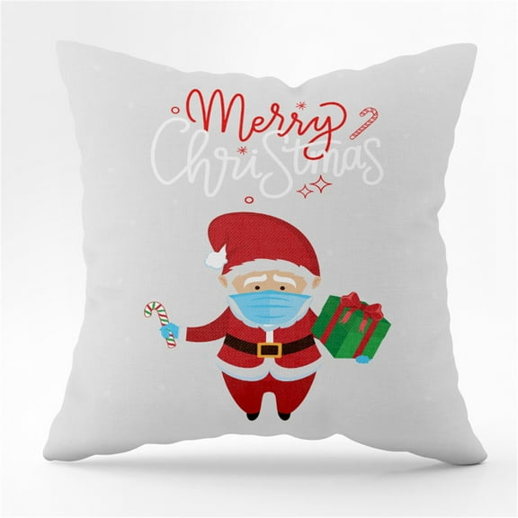 Hwkond Pillow Cases Standard Size Christmas Pillowcase Santa Claus Mask Christmas Tree Snowflake Peach Printed Sofa Pillowcase,(Up to 25% Off)MulticolorC