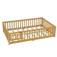 thumbnail image 5 of Jopath Full Size Floor Bed Frame,Montessori Bed with Guardrails and Door,with Slatted Base,for Kids,Boys,Girls,Natural, 5 of 9