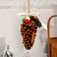 thumbnail image 4 of JeashCHAT Christmas Pinecone Ornaments, 5.51 Inch Large Pine Cones with Bow Red Berry Pine Needle, Christmas Tree Decorations Pinecone Hanging Pendant for Xmas Holiday Party, 4 of 6