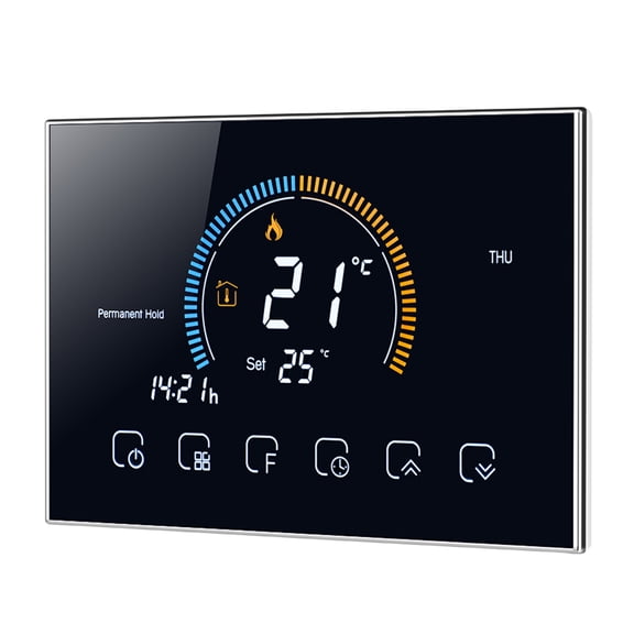 Smart Thermostat, Large 4.8in Color Backlit LCD Screen, Customizable Temperature, Memory Function, Programmable Modes for Water Gas AC95-240V with Temperature Controller