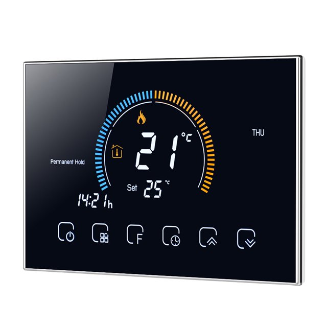 Thermostat Intelligent, Grand Écran LCD Rétroéclairé Couleur 4,8 Pouces, Température Personnalisable, Fonction Mémoire, Modes Programmables pour Eau Gaz AC95-240V avec Contrôleur de Température
