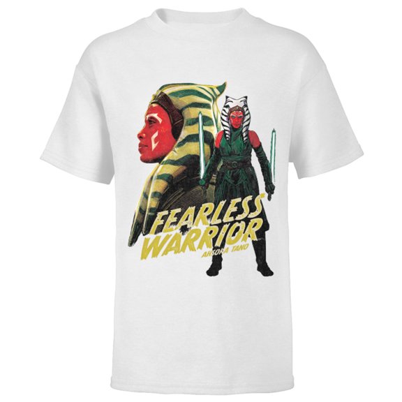 Star Wars Ahsoka Tano Fearless Female Warrior - Short Sleeve T-Shirt for Kids - Customized-White