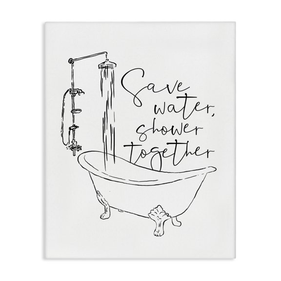 Stupell Industries Eclectic Shower Together Funny Ink Drawing Canvas Art, 16 x 20, by Milli Villa
