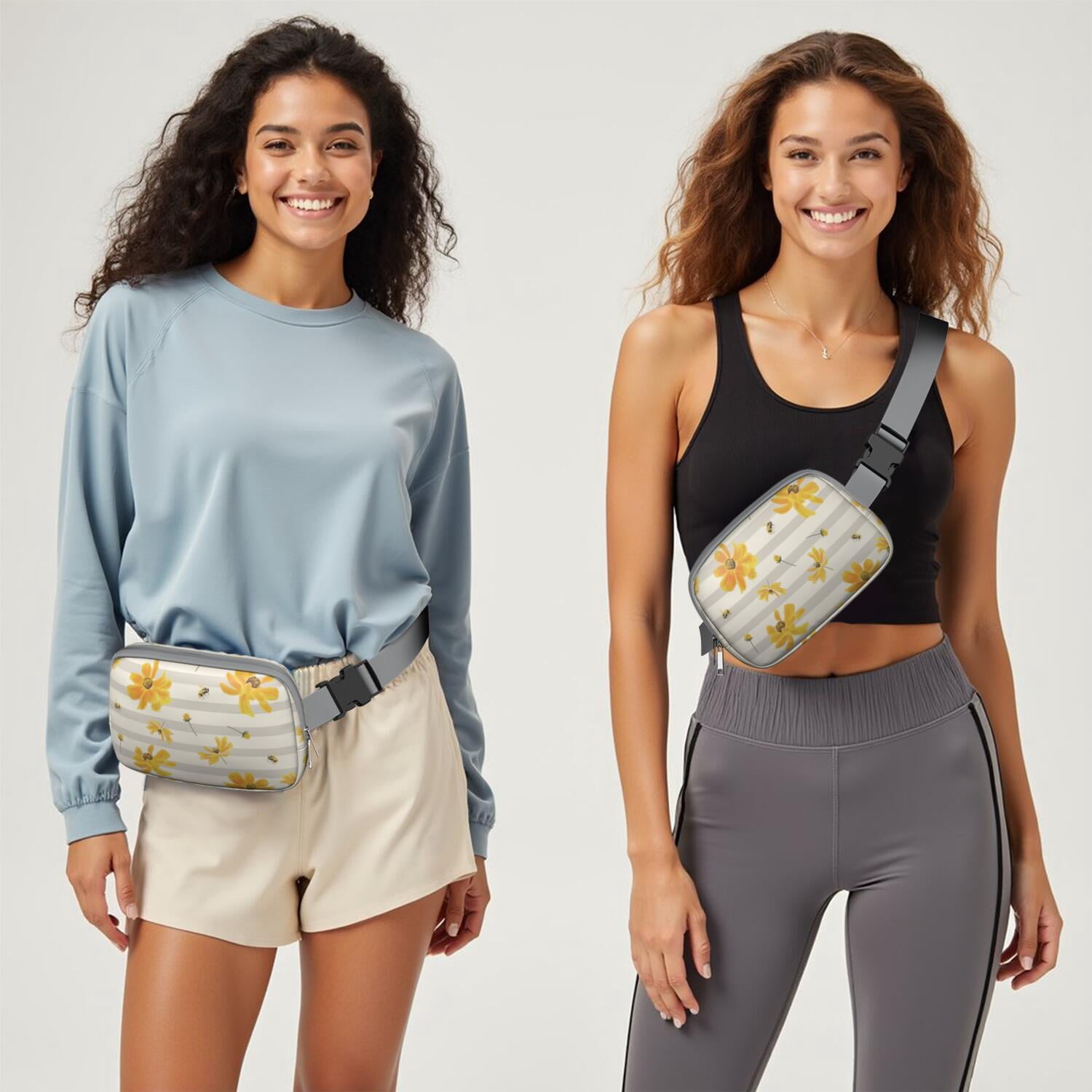 Vintage Daisy Fanny Pack – Artistic Wildflower Waist Bag for Women with Cute Retro Floral Print, Ideal for Spring, Summer & Autumn