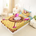 thumbnail image 4 of Castle Fairy Baseball Bat Glove Twin Sheets 3pcs, Blue Ice Cream Drip Bedding, Brown Pink Yellow,1 Fitted Sheet, 1 Flat Sheet and 1 Pillowcase, 4 of 6