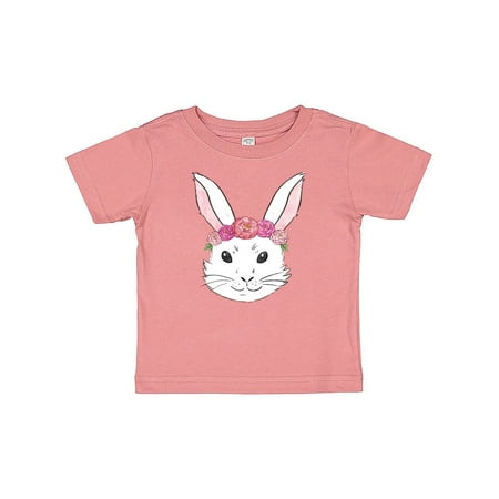 

Inktastic Cute White Easter Bunny Wearing a Pink Flower Crown Gift Baby Boy or Baby Girl T-Shirt