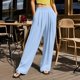 thumbnail image 2 of WILLBEST Pantalones Casuales de Mujer con Cintura Alta y Pierna Ancha para Uso Diario, Actividades al Aire Libre y Comodidad En el Hogar con Un Diseño Arrugado Único. Extra Grande, 2 of 4
