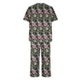 thumbnail image 3 of Women Casual Pajamas Set 2 Piece Pj Set Short Sleeve Print Button Down Shirt Cardigan and Capris Lounge Pant Set with Pocket, 3 of 4