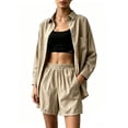thumbnail image 5 of Sokhug Womens 2 Piece Casual Set Plus Size Oversized Button Down Shirt and Elastic Waist Shorts with Pockets Soft Breathable Summer Outfit, 5 of 5