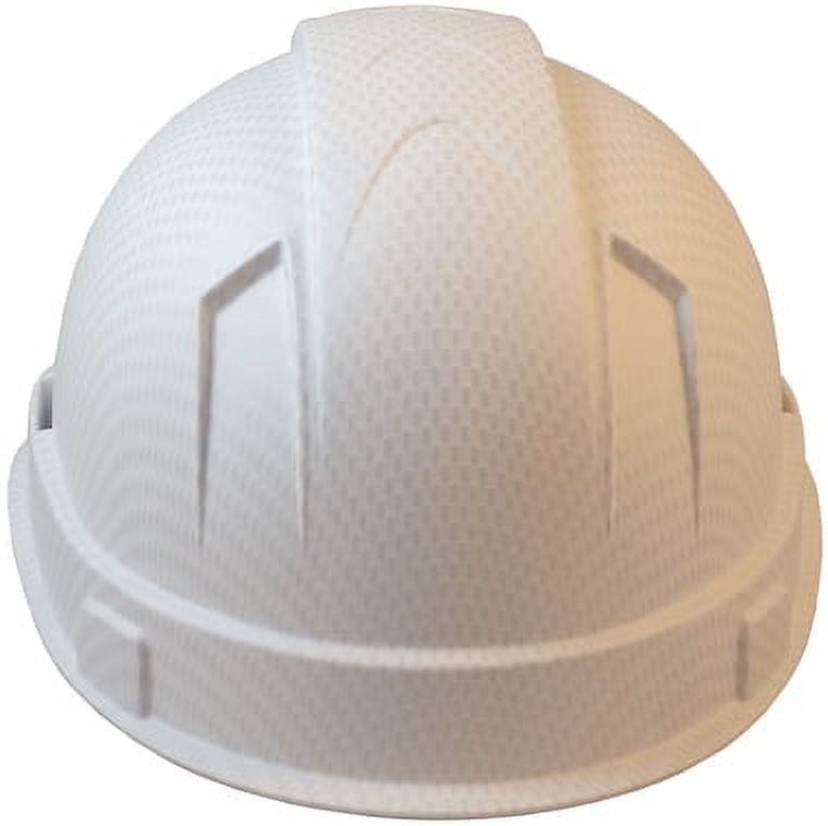 Ridgeline Cap Style Hard Hat, 4 Point Ratchet Suspension, Matte White Graphite Pattern