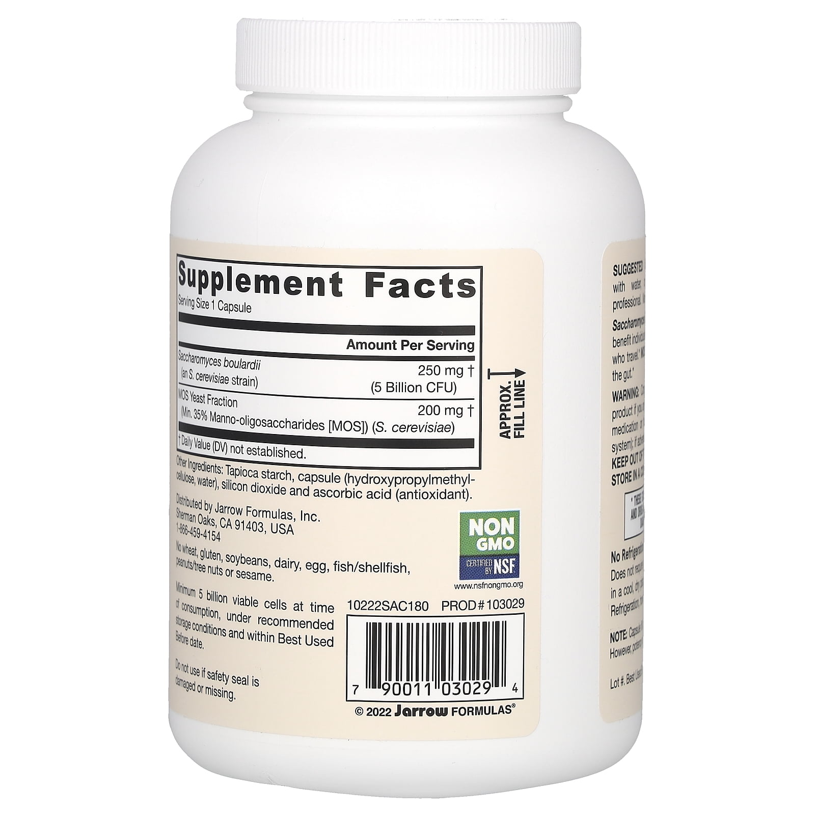 Jarrow Formulas Saccharomyces Boulardii + MOS Probiotics for Digestive Health and Intestinal Tract Support - 5 Billion CFU Per Serving - 180 Delayed Release Caps - Probiotic + Prebiotic - 180 Servings