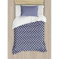 thumbnail image 3 of Navy Blue Duvet Cover Set, Symmetrical and Asymmetrical Geometric Pattern Design Image, Decorative 3 Piece Bedding Set with 2 Pillow Shams, King Size, Pale Blue Dark Blue, by Ambesonne, 3 of 3