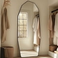 thumbnail image 7 of Antok Full Length Mirror 71" x 28" Large Floor Mirror Standing Mirror, Aluminum Wavy Frame, Wall Mounted or Leaning, Decorative for Living Room Bedroom Entryway, Black, 7 of 7