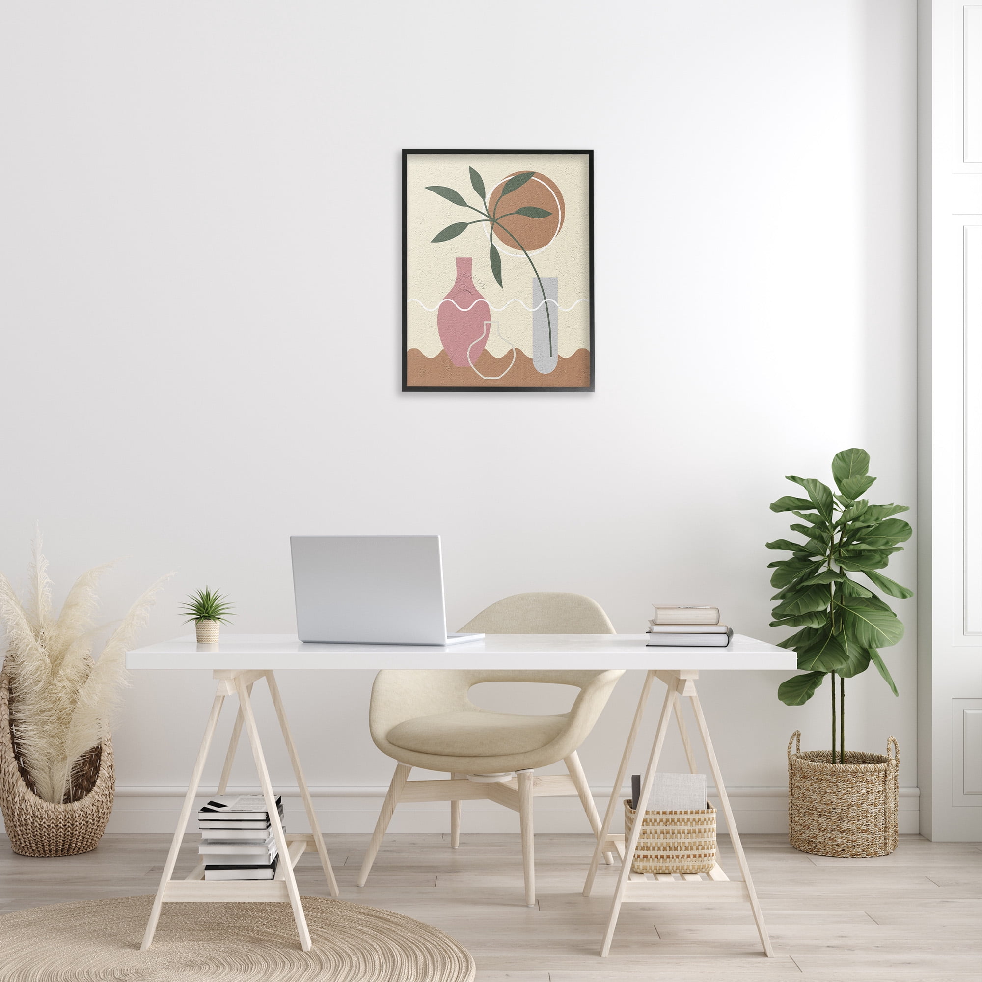 Stupell Industries Boho Vase Still Life Botanical & Floral Painting Black Framed Art Print Wall Art, 24 x 30