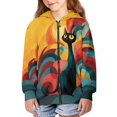 thumbnail image 2 of Psesaysky Zip Up Hoodie for Girls Kids Black Cat Art Print Oversized Long Sleeve Sweatshirt Jacket with Pockets Winter Warm Clother 8-10 Years, 2 of 7