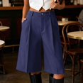thumbnail image 2 of ManxiVoo Womens High Waist Pleated Shorts Loose Fit with Pockets Straight Casual Work Bottoms, 2 of 6
