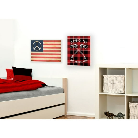 The Stupell Home Decor Collection Going To the Mountains Axes and Plaid Wall Art