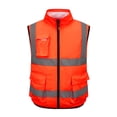 thumbnail image 2 of BiZtdJrK Cooling Work Vest for Men with 2 Fans High Visibility Safety Cargo Jacket Reflective Stand Collar Outdoor Vests Big and Tall Sleeveless Multi Pocket Jackets Red XXXL, 2 of 9